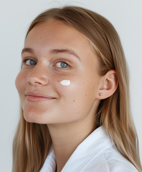 Femme avec produits de beauté